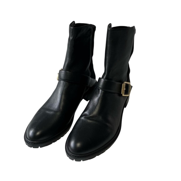 Stuart Weitzman City Buckle 5050 Black Leather Boots Women’s Size 10.5 - Picture 2 of 9
